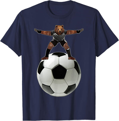 Bear Goalie On Soccer Ball - by Behrbones T-Shirt
