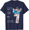 Funny Giraffe Zoo Tall Wildlife Tees & Gifts Get On My Level - Giraffe Glasses Giant Zoo Animal Saying T-Shirt - Navy Blue