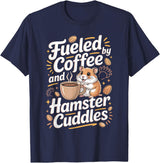 Fueled By Coffee and Hamster Cuddles Hamsters T-Shirt - Navy Blue