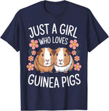 Just a Girl Who Loves Guinea Pigs Guinea Pig For Girls Teenagers Guinea Pigs Adoption T-Shirt - Navy Blue