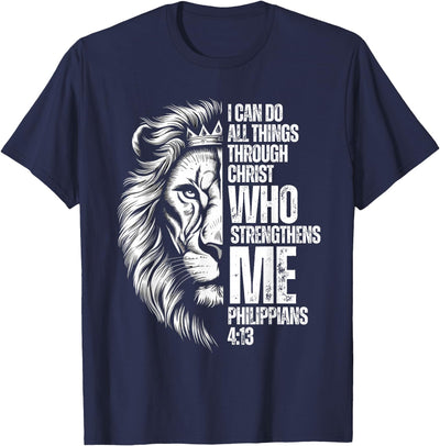Christian Verse Lion Philippians 4:13 I Can Do All Things T-Shirt
