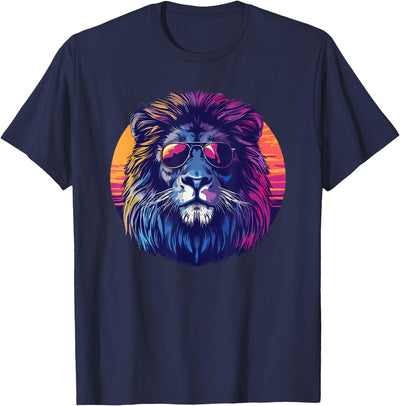 Lion with sunglasses retro sun T-Shirt