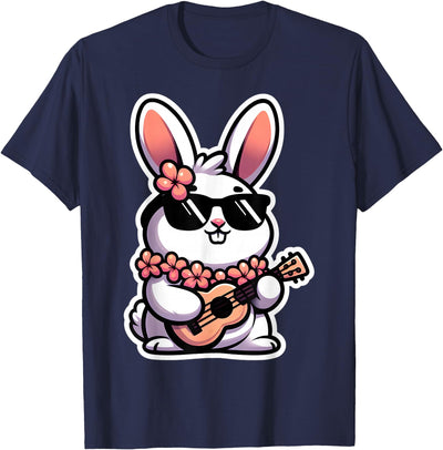 Bunny Playing Ukulele with Flower Lei Hawaii T-Shirt