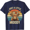 Just A Little Moody Funny Cow Tee Highland Cow Vintage Flower Funny Farm Farmer T-Shirt - Navy Blue