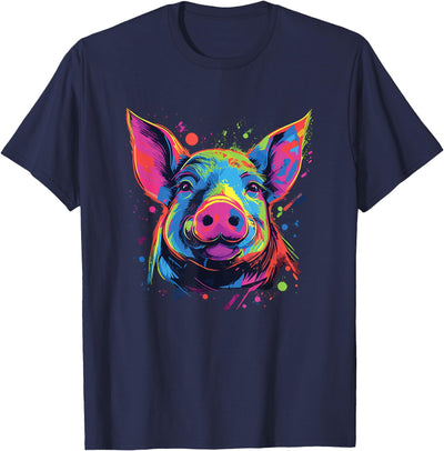 Watercolor Colorful Pig T-Shirt