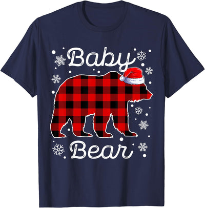 Baby Bear Christmas Pajamas Red Plaid Buffalo Family T-Shirt