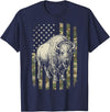 Usa Patriot American Bison Western Bufallo Bison USA Flag American Buffalo 4th of July T-Shirt - Navy Blue
