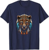 Native American Day American Indian Pride Bear Native American Indian Headdress Feather Tribal Bears T-Shirt - Navy Blue