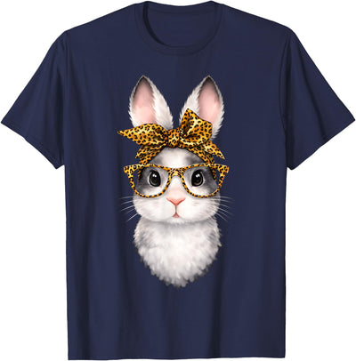 Rabbit in Leopard Bandana and Glasses T-Shirt