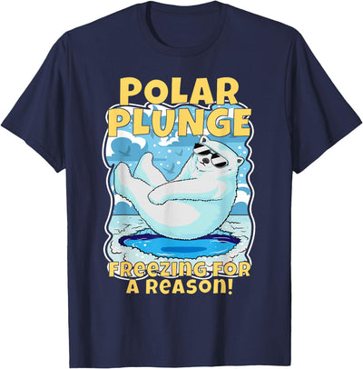 Ice Cold New Years Arctic Iceberg Freeze Swim Team Polar Plunge Freezing For A Reason! Cool Polar Bear Swimming T-Shirt