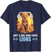 Lions Lion Lovers Shop Just a Girl who loves Lions Lion T-Shirt - Navy Blue