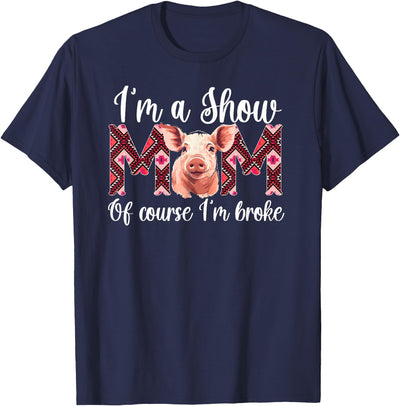 Funny Pig Show Mom - Black, Small, Modern, Letter Print, , Perfect for Moms, Mother's T-Shirt