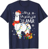 Funny Fa La La Llama Christmas Shirt FA La La Llama Christmas Funny Lllama Lover Xmas Pajamas T-Shirt - Navy Blue