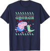 Peppa Pig George Pig Ice Skating Ugly Christmas Sweater T-Shirt - Navy Blue