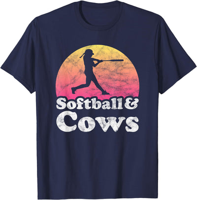 Softball and Cows Women or Girls Cow T-Shirt