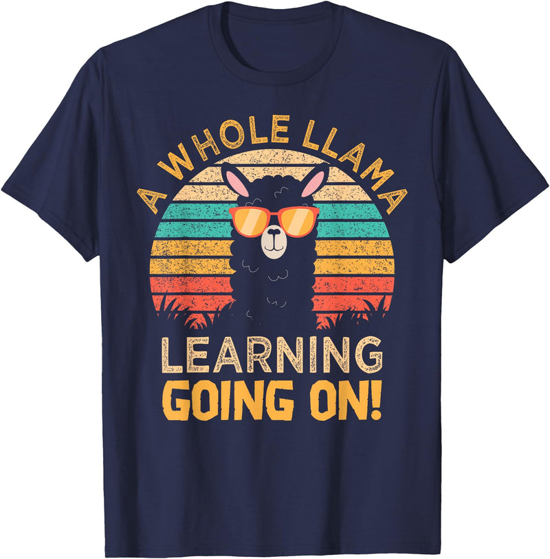 Students & Teachers Designs. A Whole Llama Learning Going on! Students and Teachers T-Shirt - Navy Blue