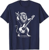 Funny Guitar Lion Lovers Costume for Guitarist Rock n Roll Lion Playing Guitar Funny Men Women Lion T-Shirt - Navy Blue