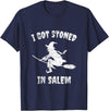 Salem Witches And Brooms Club I Got Stoned In Salem Halloween Witches Broomstick T-Shirt - Navy Blue