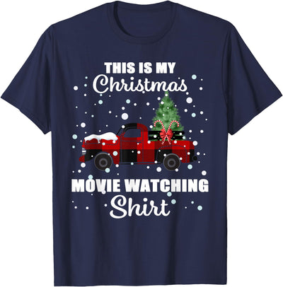 Cow Christmas Movie Watching Buffalo Plaid T-Shirt