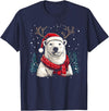 Funny Polar Bear Christmas Santa Hat Outfits Polar Bear Reindeer Santa Hat Christmas Pajama Funny Xmas T-Shirt - Navy Blue