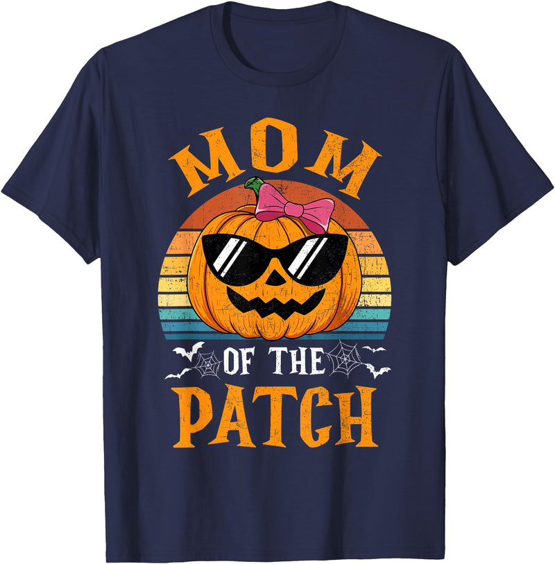 Halloween Pumpkin Patch Family Group Matching Pumpkin Mom Of The Patch Halloween Costume Family T-Shirt - Navy Blue