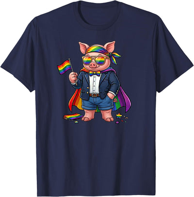 Funny Pig LGBT Rainbow Lesbian Gay Pride Women Men T-Shirt