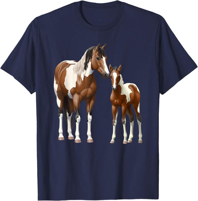 Horse Lover Shirts by CSForest Beautiful Brown Pinto Bay Paint Horse Mare & Foal T-Shirt