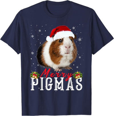Merry Pigmas Face Mask Funny Guinea Pig Christmas Santa Xmas T-Shirt
