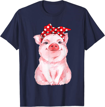 Cute Pig with Headscarf Funny T-Shirt