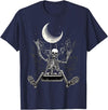 Skeleton Love Halloween Moon Skeleton Rock On Hand Spooky Halloween Rock Concerts T-Shirt - Navy Blue