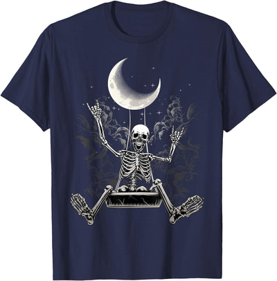 Skeleton Love Halloween Moon Skeleton Rock On Hand Spooky Halloween Rock Concerts T-Shirt