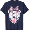 Polar Bear Bubblegum Polar Bear Wearing Glasses and Blowing Pink Bubble Gum T-Shirt - Navy Blue