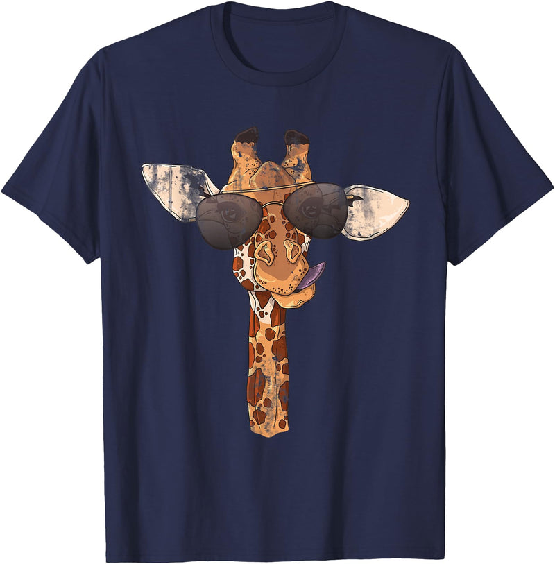 Giraffe Quotes Sunglasses Giraffe T-Shirt - Navy Blue