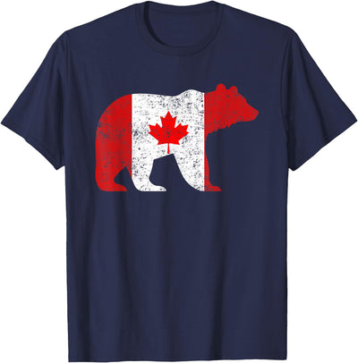 Happy Canada Day Funny Canadian Polar Bear Animal Flag Retro T-Shirt