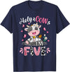 Cow Themed Birthday Party Supplies For Girl 5th Holy Cow I'm Five 5 Years Old 5th Birthday Girl Outfit T-Shirt - Navy Blue