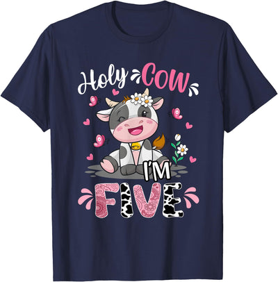 Cow Themed Birthday Party Supplies for Girl 5th Holy Cow I'm T-Shirt