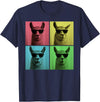 Retro Cute Llama Portrait with Sunglasses Llama Funny Pop Art Llama Lover Photo Booth T-Shirt - Navy Blue