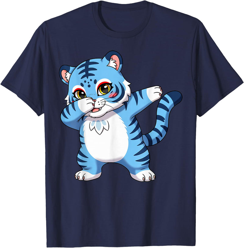 generic Funny Cartoon Korean Tiger for Youth Toddler Kids Boys Girls T-Shirt - Navy Blue