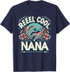 Vintage Reel Cool Nana Fishing Lovers Mothers Day Reel Cool Nana Fishing Vintage Tees Women Men Father's Day T-Shirt - Navy Blue