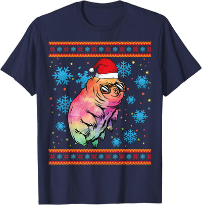 Water Bear With Santa Hat Microbiology Christmas Tardigrades T-Shirt