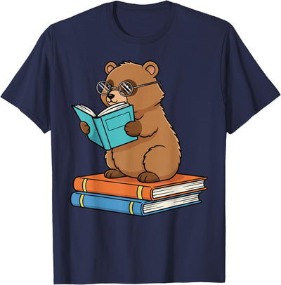 Reading Bear Bookworm Cute Bear with Glasses Books T-Shirt
