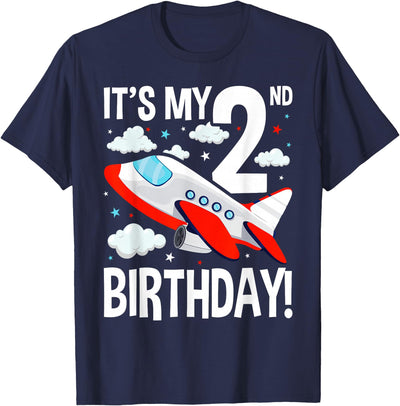 2nd Birthday Airplane Lover Gift Co. Kids 2nd Birthday Airplane Theme Party Outfit Toddler T-Shirt