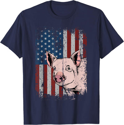 Pig American USA Flag Patriotic Pig Farm Gift T-Shirt