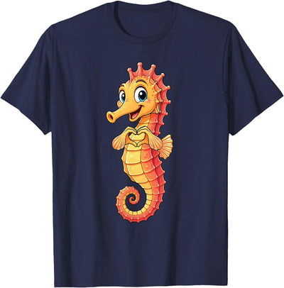 Seahorse Designer Designs Seahorse with Heart | Cute Seahorse Heart Symbol T-Shirt
