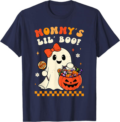 Groovy Halloween Ghost Mommys Lil Boo Girls Kids Toddler T-Shirt