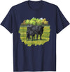 Farm Animal Art by CSForest Black Angus Cow & Cute Calf Farm Animals T-Shirt - Navy Blue