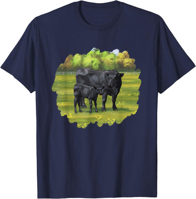 Farm Animal Art by Csforest Black Angus Cow Cute Calf Farm T-Shirt