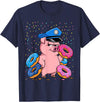 Pig Lover Gift Co. | Unisex Pig Cop Police Officer Doughnut T-Shirt - Black, Small, Short Sleeve - Navy Blue