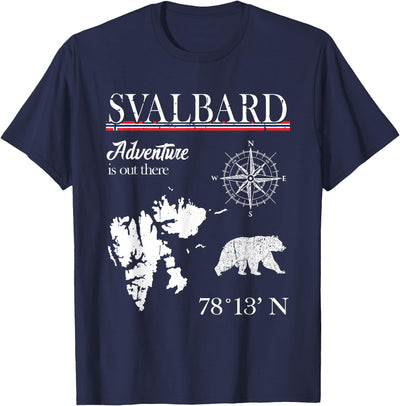 Spitsbergen Norway Scandinavia Travel Nordic Bear Svalbard - Adventure Is Out There - Norway Norwegian Flag T-Shirt