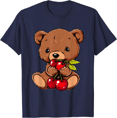 Cherry Bear Cute Bear Nature Cherry Fruit Artwork Wildlife T-Shirt